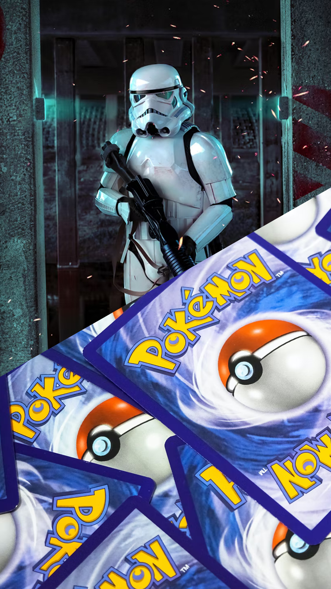 Star Wars Storm Trooper and Pokemon Cards